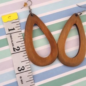 Wooden Teardrop Earrings 3 inch